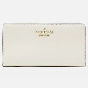 NWT Kate Spade Madison Slim Bifold White Leather Wallet KI366 Meringue White NEW